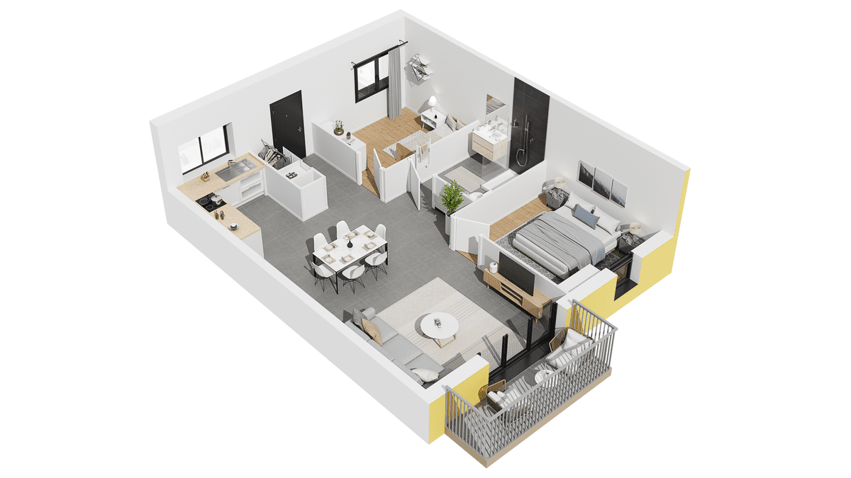 Yvetot, avenue Georges Clémenceau : Résidence LE 31, plan Appartement étage