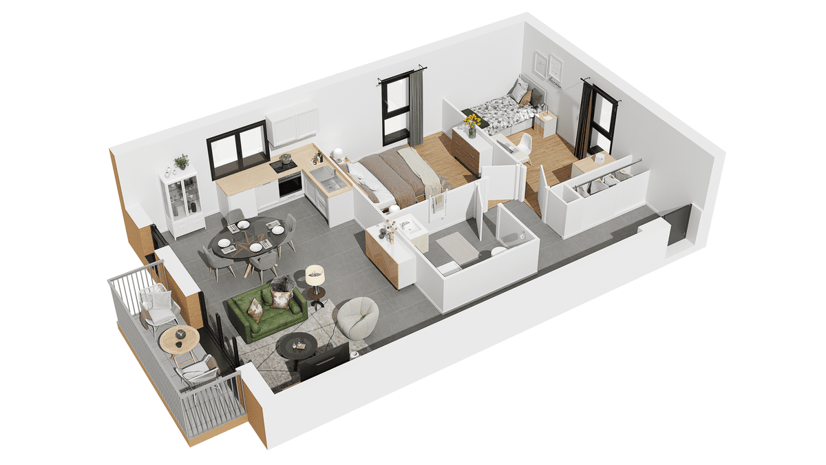 Yvetot, avenue Georges Clémenceau : Résidence LE 31, plan Appartement étage