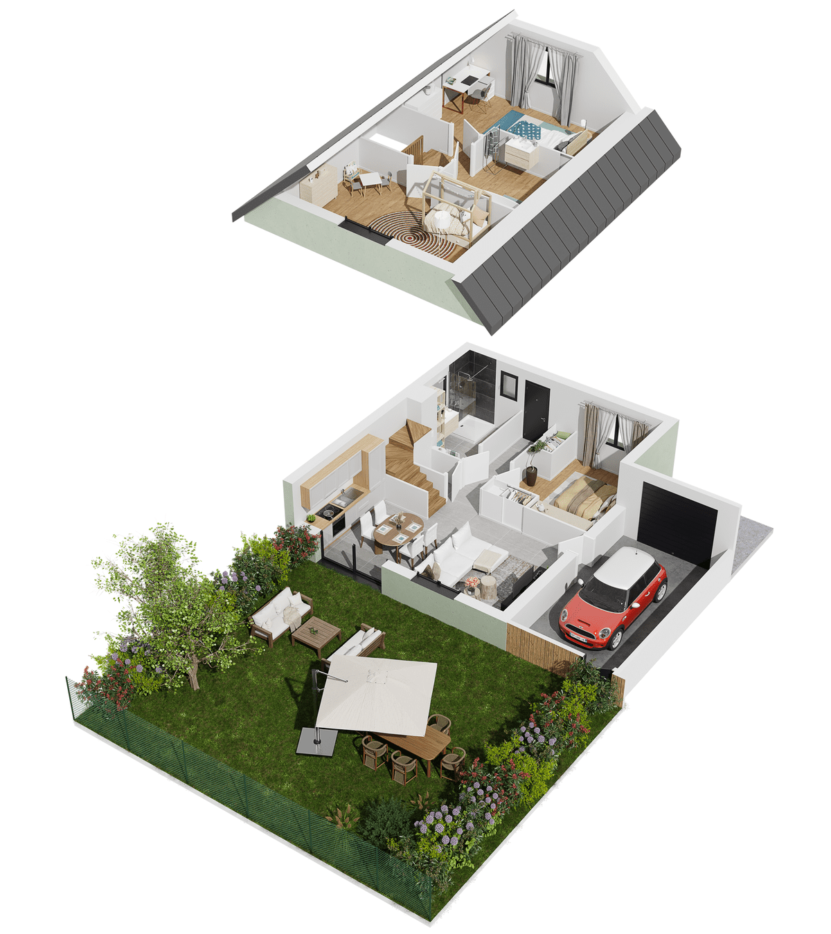 Yvetot, avenue Georges Clémenceau : Résidence LE 31, plan 3D maisons individuelles