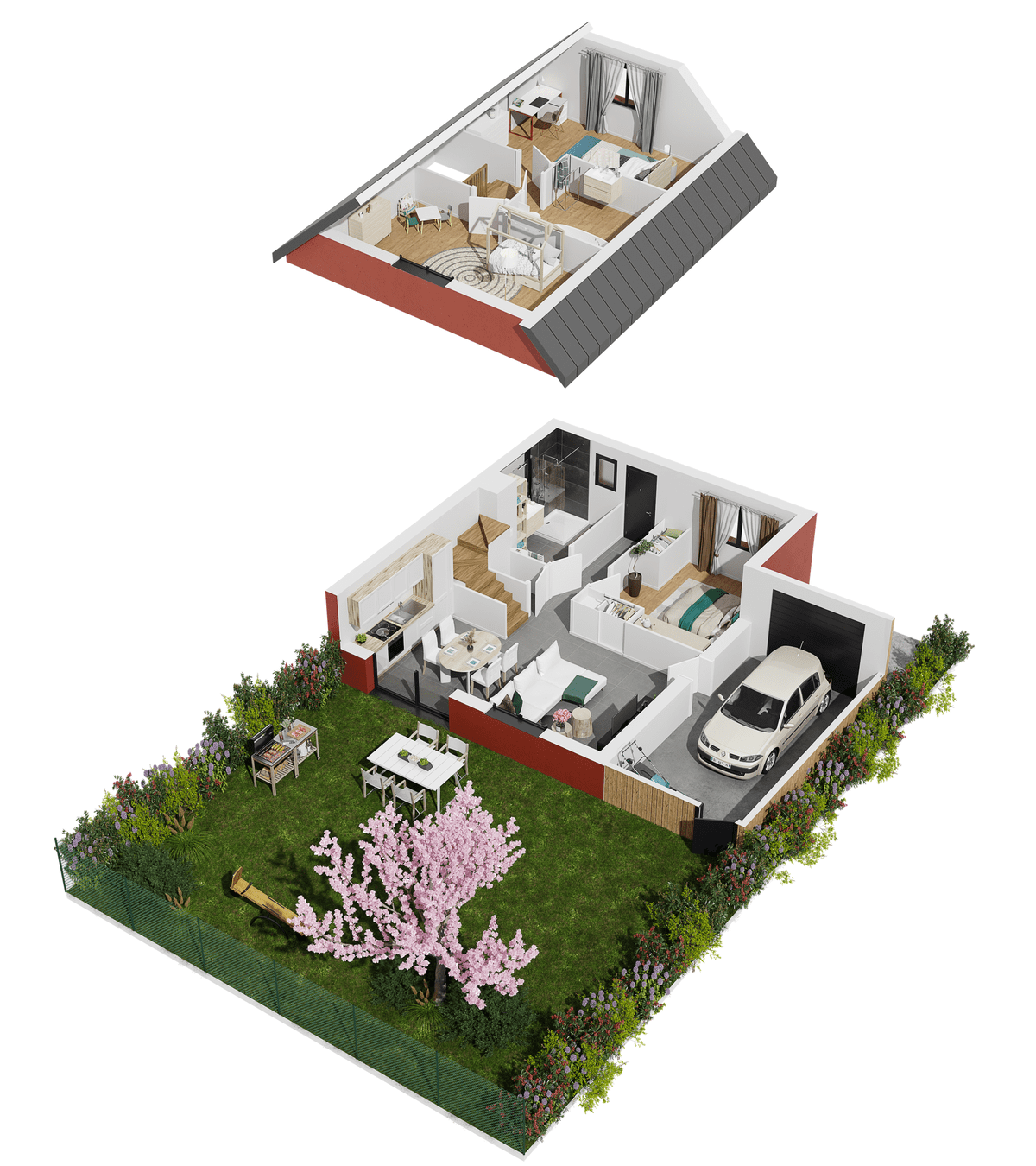 Yvetot, avenue Georges Clémenceau : Résidence LE 31, plan 3D maisons individuelles